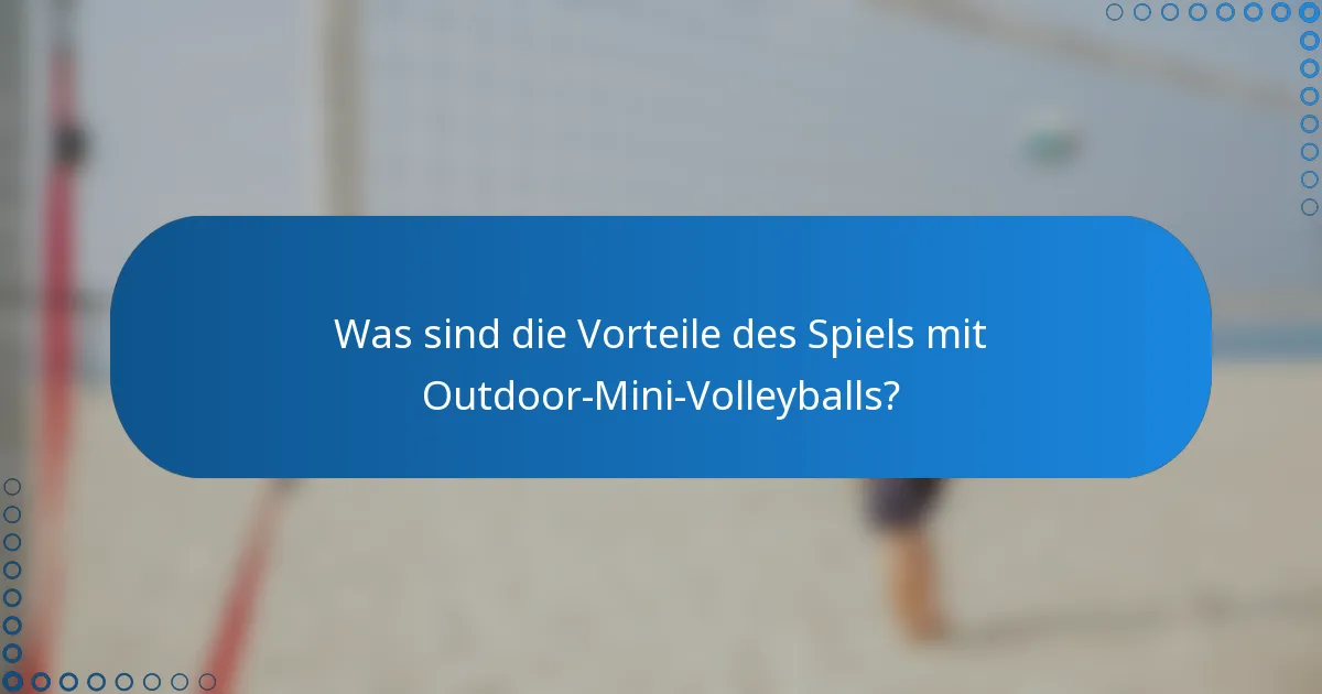 Was sind die Vorteile des Spiels mit Outdoor-Mini-Volleyballs?