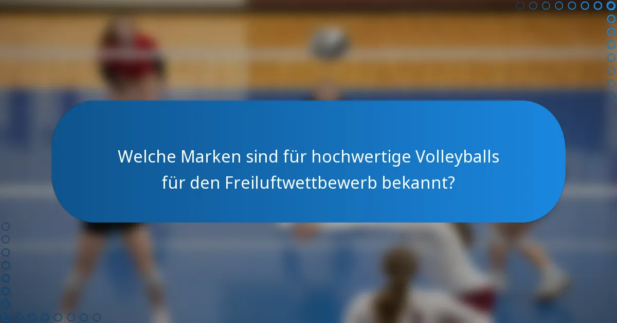 Welche Marken sind für hochwertige Volleyballs für den Freiluftwettbewerb bekannt?